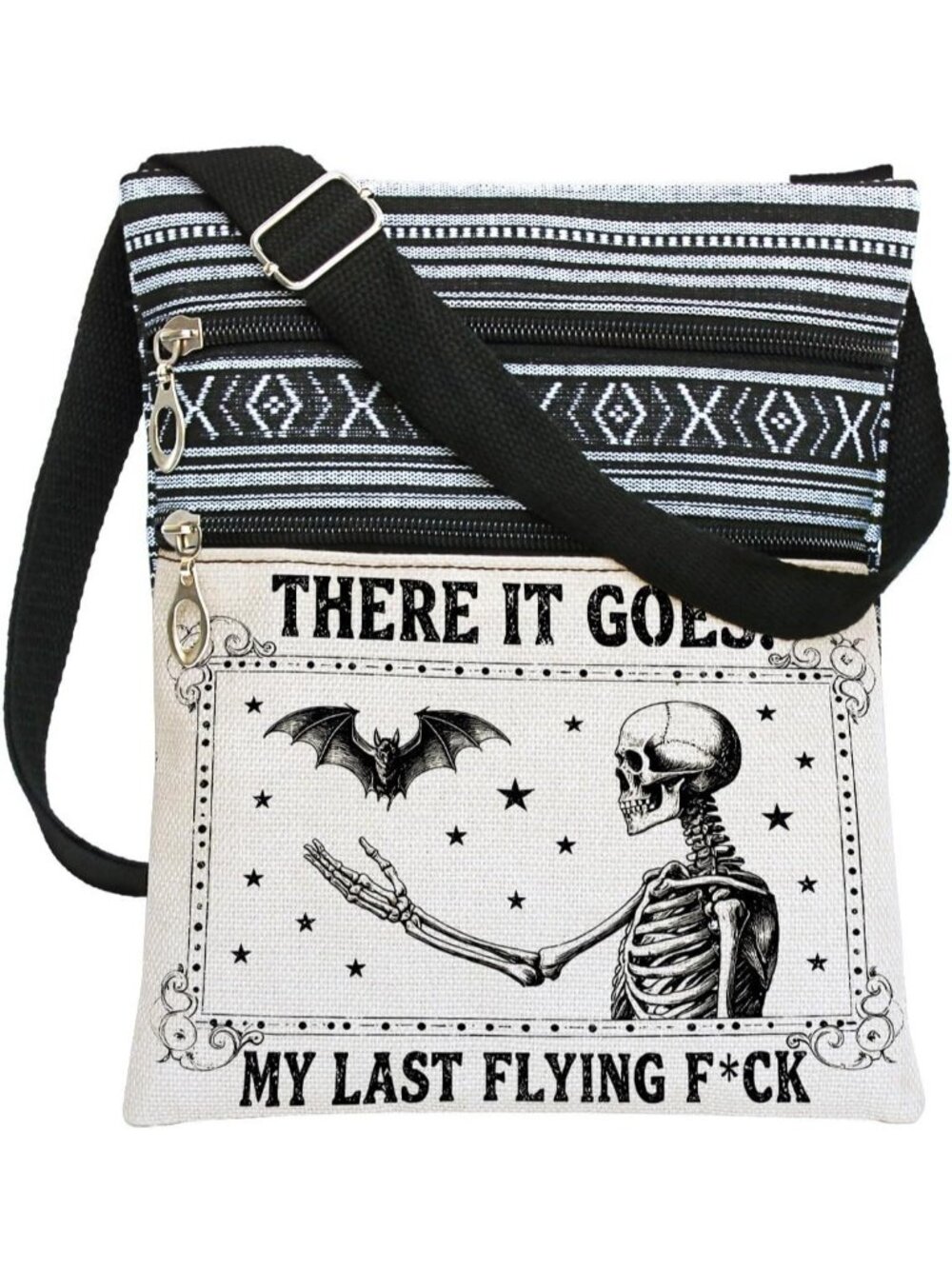 Women Bat Design Halloween Pumpkin Bat Goth Skull Witch Crossbody Shoulder Bag